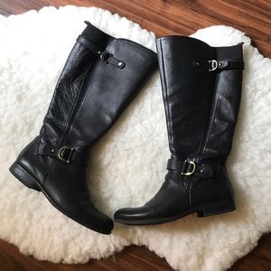 Naturalized Black Leather Riding Boots